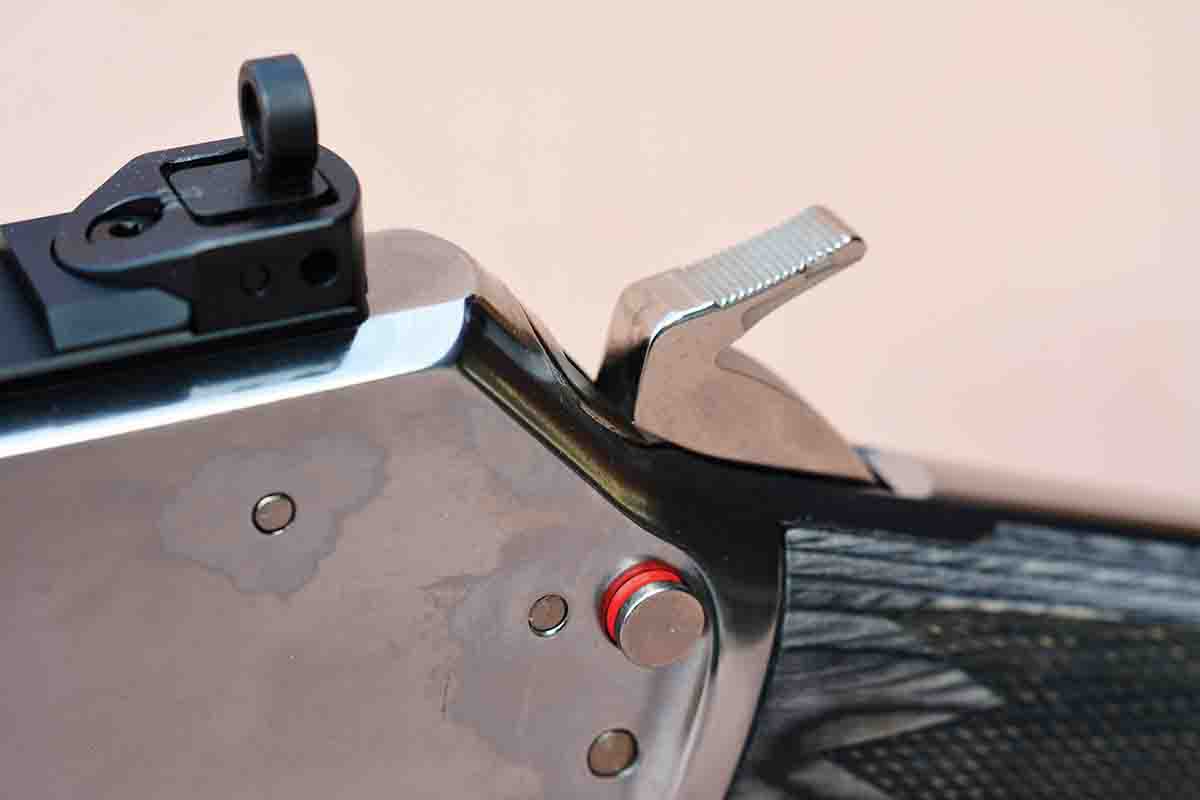 The new rifle features the traditional half-cock hammer position and cross-bolt for added safety.